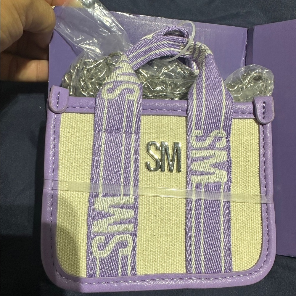 Purple and Cream Women's Bag